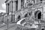 A black and white fine art photograph of the exterior of the Library of Congress Jefferson Building in Washington DC