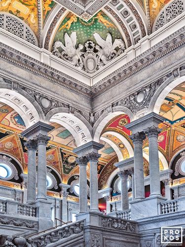 A color fine art photograph of the interior of the Library of Congress Jefferson Building in Washington DC