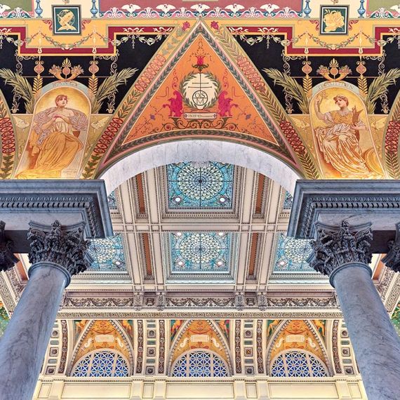 A color fine art photograph of the interior of the Library of Congress Jefferson Building in Washington DC