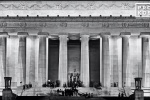 A black and white fine art photo of the Lincoln Memorial at night, Washington DC. Fine art prints of this photo are available framed in various wood, metal and acrylic styles. 