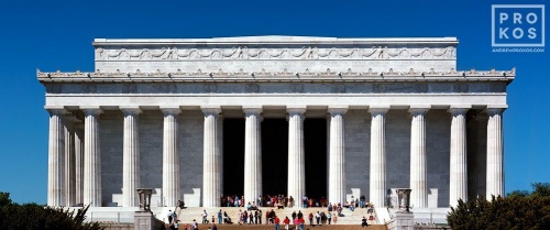 A high-definition color panoramic photo of the Lincoln Memorial in Washington DC