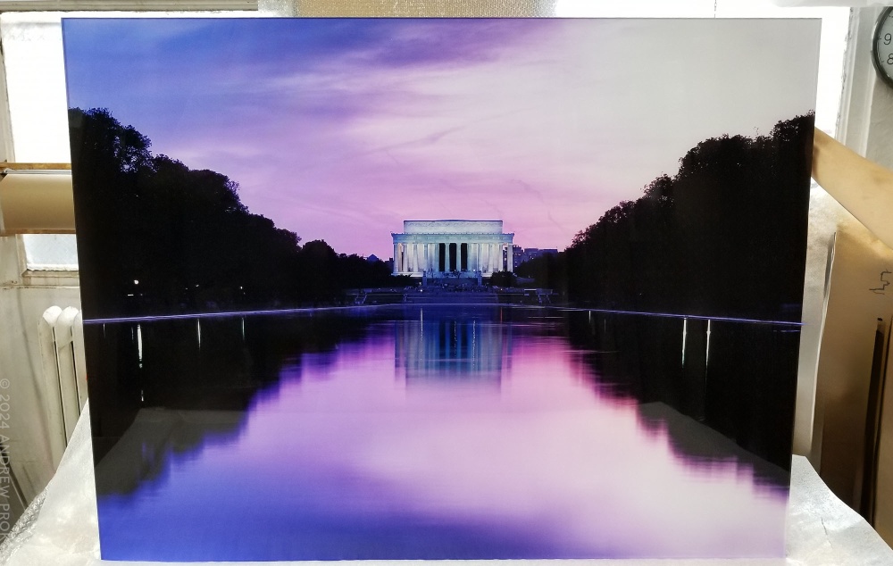 Lincoln Memorial Reflecting Pool at Dusk - 30x40 Framed Art Print with Acrylic