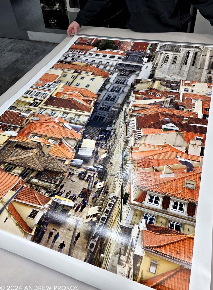 A 60 inch limited edition fine art print of a city view of Lisbon, Portugal by photographer Andrew Prokos