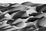 A black and white panoramic landscape photo of the dunes of Liwa Desert in Abu Dhabi, United Arab Emirates. High-definition limited edition prints available up to 120 inches wide.