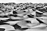 A high-resolution panoramic landscape of the high dunes of Liwa Desert, in the Arabian peninsula in black and white. Large-format black and white prints of this photo are available up to 150 inches in width.