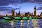 A view of the Houses of Parliament and Westminster Bridge at Dusk by fine art photographer Andrew Prokos, London, United Kingdom