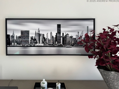 Black & White Framed Artwork - Long-Exposure View of Manhattan by Andrew Prokos Photography