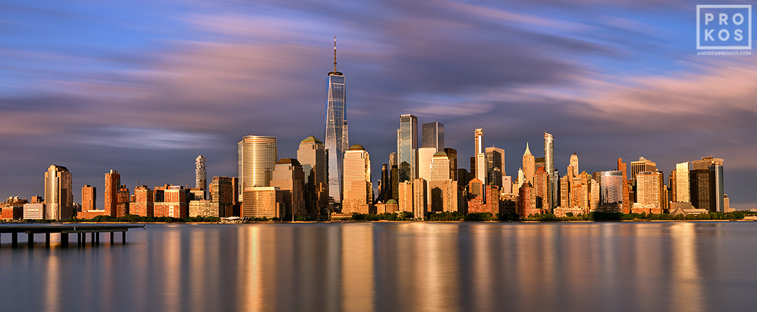 Panoramic Skyline of Manhattan and World Trade Center at Sunset -  Long-Exposure Photography - PROKOS