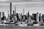 New York Skyline - A black and white panorama of the Midtown Manhattan skyline as seen from Weehawken, New Jersey during the day. Large-format prints of this photo are available up to 96 inches in width.