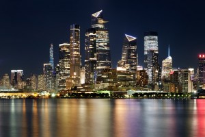 New York Skyline: Hudson Yards Manhattan at Night - Framed Photo by ...