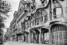 A black and white fine art architectural photo of the Manzana de Discordia, in the Eixample district of Barcelona, Spain