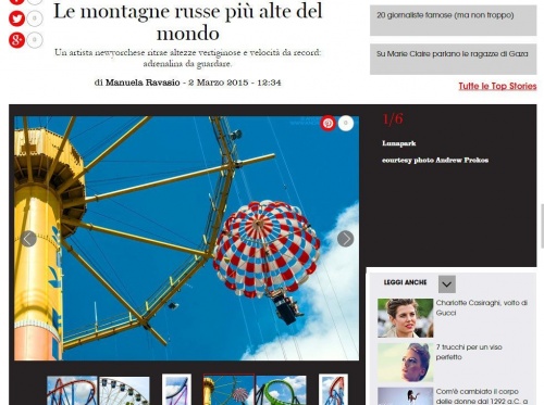 Marie Claire Italia article on Andrew Prokos's series The Architecture of Amusement