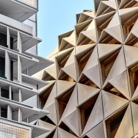 A high-definition architectural detail photo from Masdar City in Abu Dhabi, United Arab Emirates by architectural and fine art photographer Andrew Prokos