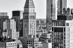A striking cityscape capturing the historic Met Life Building in contrast to the adjacent contemporary towers of downtown Manhattan, New York City. Black and white fine art prints of this photo are available up to 72 inches in height and framed in wood, metal, and acrylic styles.