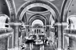 A black and white limited edition gallery photograph of the interior of the Metropolitan Museum, from Andrew's fine art series Inverted.