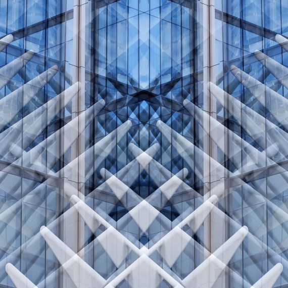 Abstract Photography - An architectural abstraction photograph from the series Metropolis Abstracted, by photographer Andrew Prokos. Large-scale framed prints of this photo are available up to 80 inches in width.