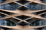 An architectural abstract photograph from the series Metropolis Abstracted, by photographer Andrew Prokos. Large-scale framed prints of this photo are available up to 80 inches in height