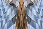 An architectural abstraction photograph from the series Metropolis Abstracted, by photographer Andrew Prokos. Large-scale framed prints of this photo are available up to 80 inches in height