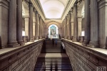A long-exposure photo of the stairs from the Great Hall to the European Paintings galleries of the Metropolitan Museum of Art by Photographer Andrew Prokos