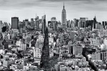 High-definition black and white cityscape photography of Manhattan as seen from Soho, New York City. Large-scale limited edition prints of this photo are available up to 120 inches wide and framed in various wood, metal, and acrylic styles. 