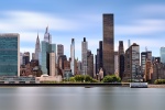 A panoramic skyline of Midtown Manhattan NYC taken with a fifteen minute long exposure time. Framed fine art prints of this high-definition photo are available up to 96 inches in width and framed in various wood, metal, and acrylic framing styles. 