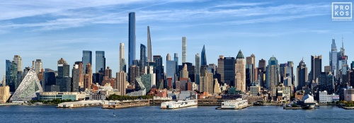 New York Skyline - A panoramic view of the Midtown Manhattan skyline as seen from Weehawken, New Jersey at during the day. Large-format prints of this photo are available up to 96 inches in width.