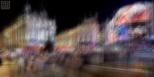 A multiple-exposure view of Piccadilly Circus, London at night from Andrew's photography series "Multiplicity". Limited edition fine art prints of this photo are available up to 120 inches in width and framed in various wood, metal, and acrylic styles.