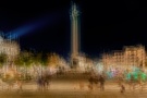 A panoramic view of Trafalgar Square, London and Nelson's Column at night captured with multiple-exposure photography technique from Andrew's conceptual photography series 'Multiplicity'. Composed of multiple 102mp captures taken from varying perspectives and layered to form a dynamic composition. Limited edition fine art prints of this photo are available up to 120 inches in width and framed in various wood, metal, and acrylic styles.