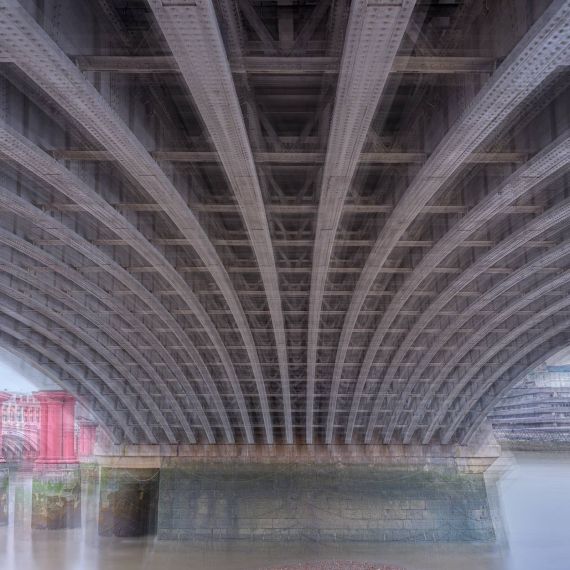 A multiple-exposure view from under Blackfriar's Bridge in London, UK from Andrew's photography series "Multiplicity". Composed of multiple exposures of the scene layered to form a larger impressionistic image. Limited edition fine art prints of this photo are available up to 80 inches in width and framed in various wood, metal, and acrylic styles.