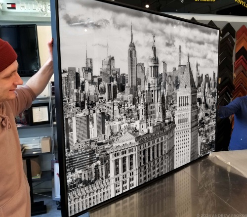 Municipal Building and Midtown Skyscrapers - Black & White Acrylic Framed Print by Andrew Prokos