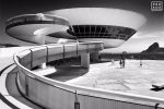 Black and white photography of the Niteroi Contemporary Art Museum, Rio de Janeiro, Brazil. Uma vista do Museu de Arte Contemporânea em Niterói em preto e branco. Framed fine art prints of this photo are available up to 45 inches in width.