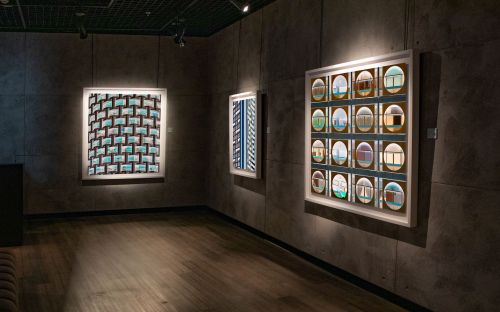 A view of the solo exhibition 'Andrew Prokos: New Abstraction' at GalleryX, United Arab Emirates.