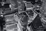 Aerial View of the Financial District and New York Harbor at Night