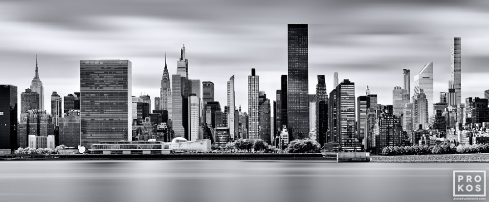Panoramic Skyline of Midtown Manhattan – Long Exposure (B&W)