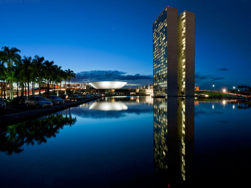 Congresso Nacional at Dusk II - Niemeyer's Brasilia by Andrew Prokos