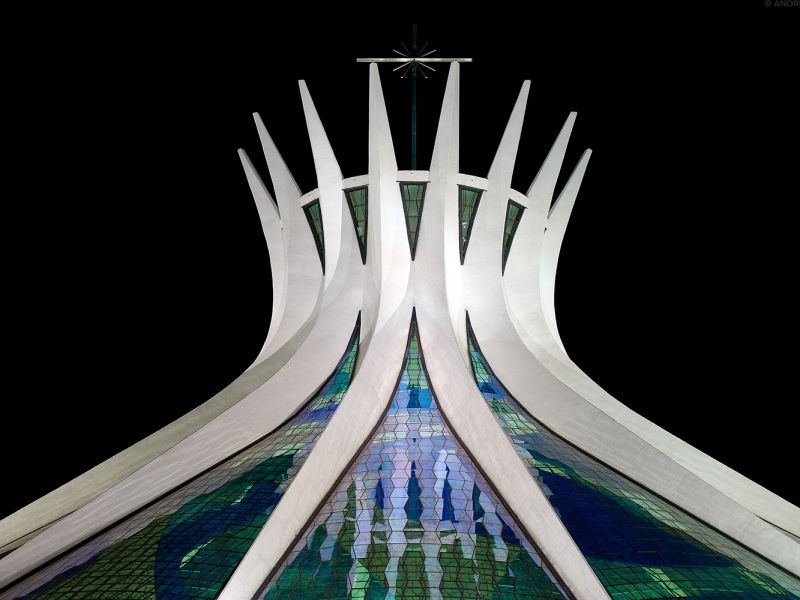 Cathedral of Brasilia at Night - Niemeyer's Brasilia by Andrew Prokos