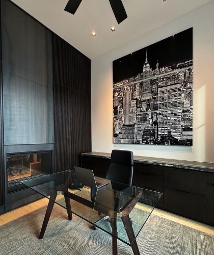 NYC Cityscape at Night - Large-Format Artwork Installed in a California Residence