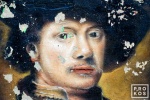 A New York City street mural of a portrait in the style of the painter Rembrandt