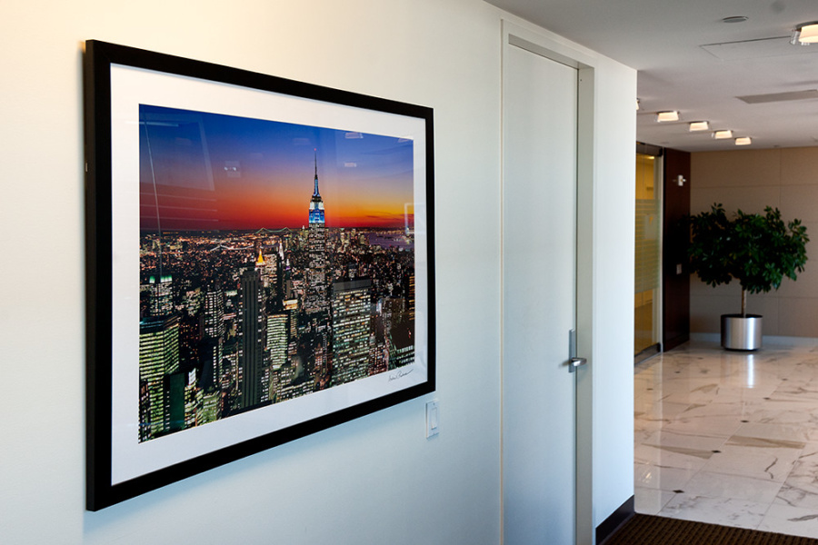 View of the Empire State Building from Rockefeller Center at Dusk, 36"x48" in the K2 Advisors corporate collection