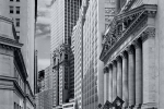 A view of the New York Stock Exchange (NYSE) from Wall Street in black and white. Framed fine art prints of this photo are available in various sizes, please inquire. 