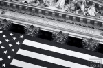 A fine art architectural photo of a detail from the New York Stock Exchange (NYSE) facade in black and white
