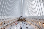 A color architectural photo of the interior of the Oculus at World Trade Center Station, New York City by architect Santiago Calatrava. Large-scale framed prints of this photo are available up to 80 inches in width