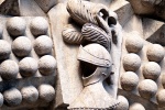 A detail from the neo-renaissance style entrance gate of the Palacio da Pena in Sintra, Portugal