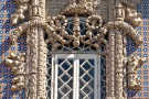 A detail from the Manueline-style window from the Palacio da Pena in Sintra, Portugal