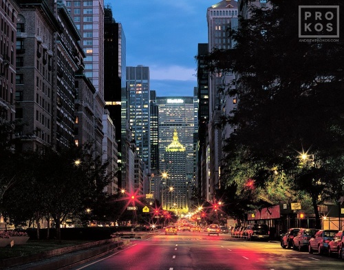 A fine art cityscape photo of Park Avenue at dusk, New York City