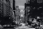A black and white fine art cityscape photo of Park Avenue at dusk, New York City