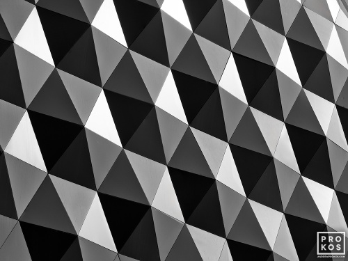 Black and white photography of a geometric architectural facade. Large-format limited edition prints of this photo are available up to 80 inches in width and framed in contemporary styles. 