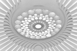 Black and white architectural photography of an oculus from the interior of contemporary architecture by architect Santiago Calatrava. Large-scale fine art prints of this photo are available up to 80 inches and framed in wood, metal and acrylic styles.