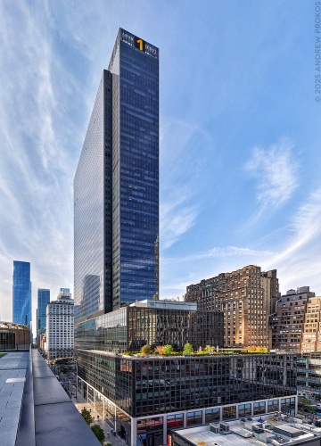 A wide-angle view of Penn 1 tower, New York City, as seen during the day. Photographed by architectural photographer Andrew Prokos for Vornado Realty Trust. Andrew is available for commercial, advertising and architectural photo shoots worldwide.
