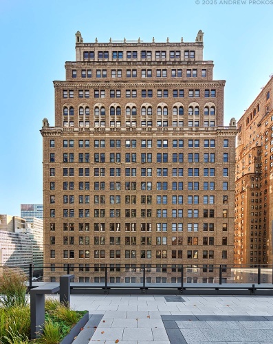 A daytime view of Penn 11 tower, NYC, as seen from Penn 2 (Two Penn Plaza). Photographed by architectural photographer Andrew Prokos for Vornado Realty Trust.
